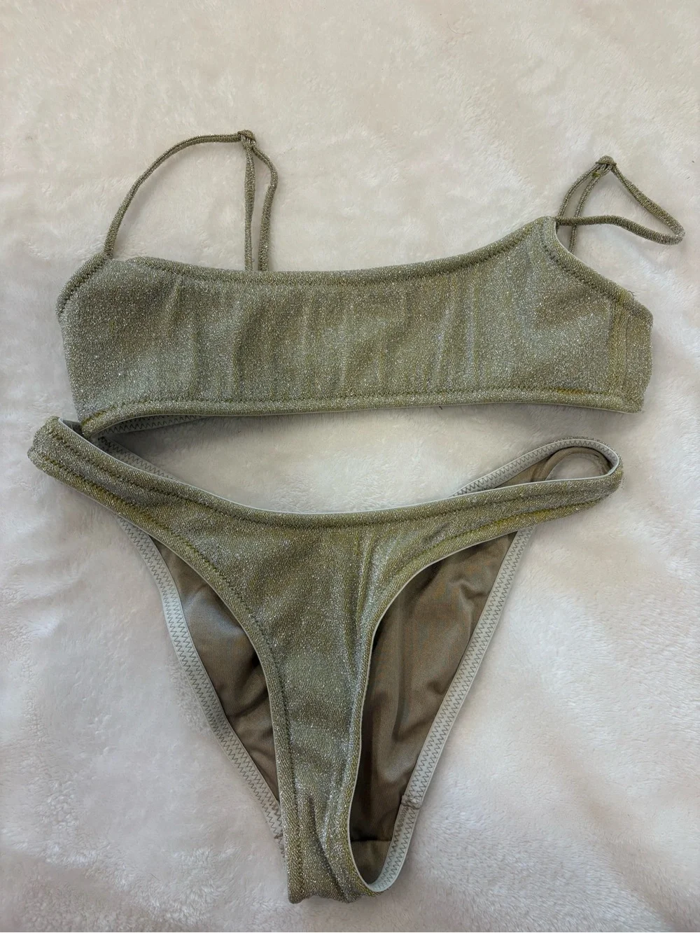triangl swimwear gold sparkly Bikini Set Top: XS bottom: S